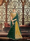 Mustard Yellow And Dark Green Colour Latest Heavy Designer Wedding Wear Raw Silk And Taffeta Silk Gota Embroidery Fancy Lahenga Style Saree Collection 4913
